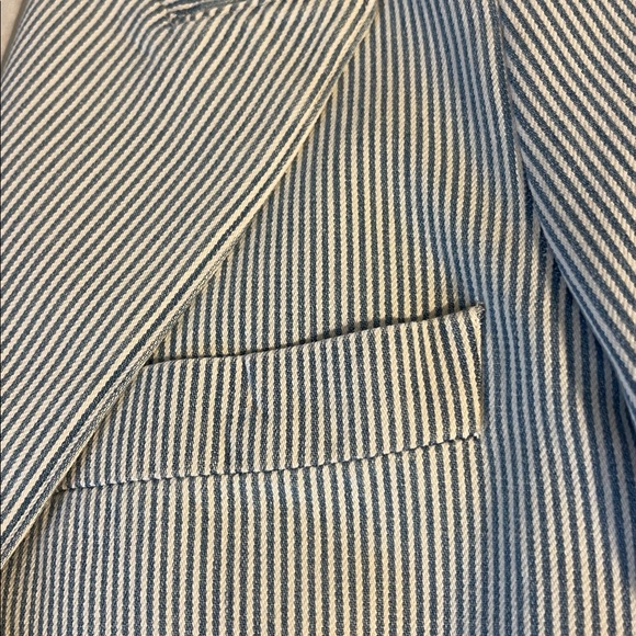 Officine Generale sear sucker Blue and White Striped Blazer - Picture 8 of 9